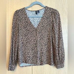 Leopard Print V-Neck Blouse